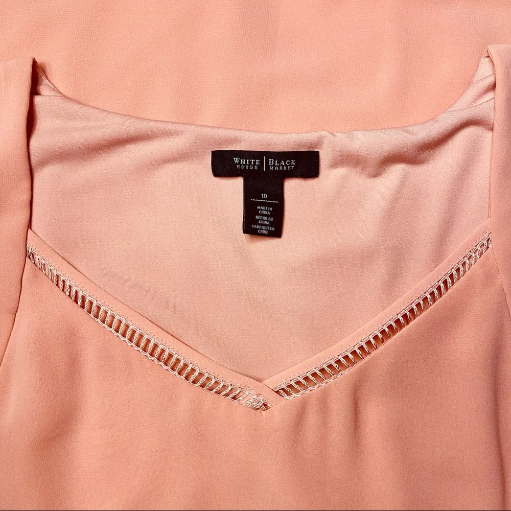 White House Black Market Asymmetrical Popover Dress Orange Peach 10 Medium - Image 10