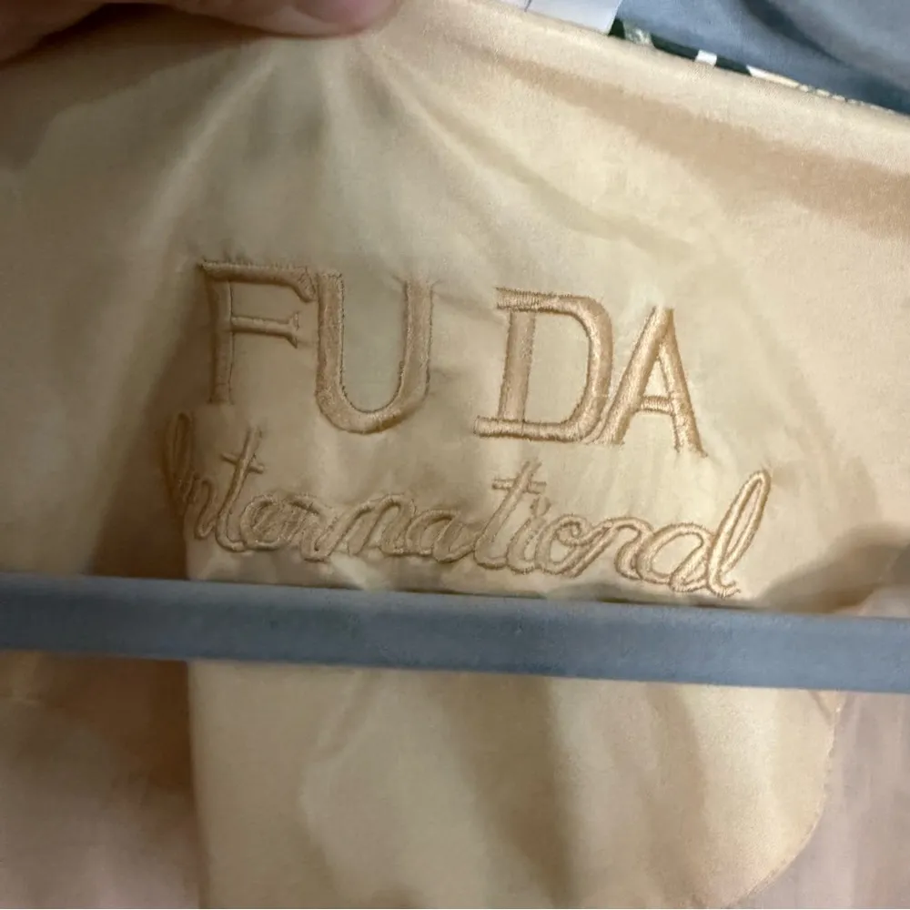 Fuda Intarnational 100% Silk Short Sleeve Jacket Vtg African Safari 1X Plus Size Green - Image 6