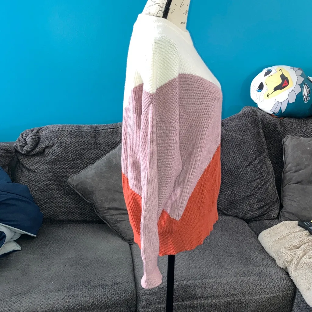 Sophie Rue Colorblock Cable Knit Sweater, Large - Image 3