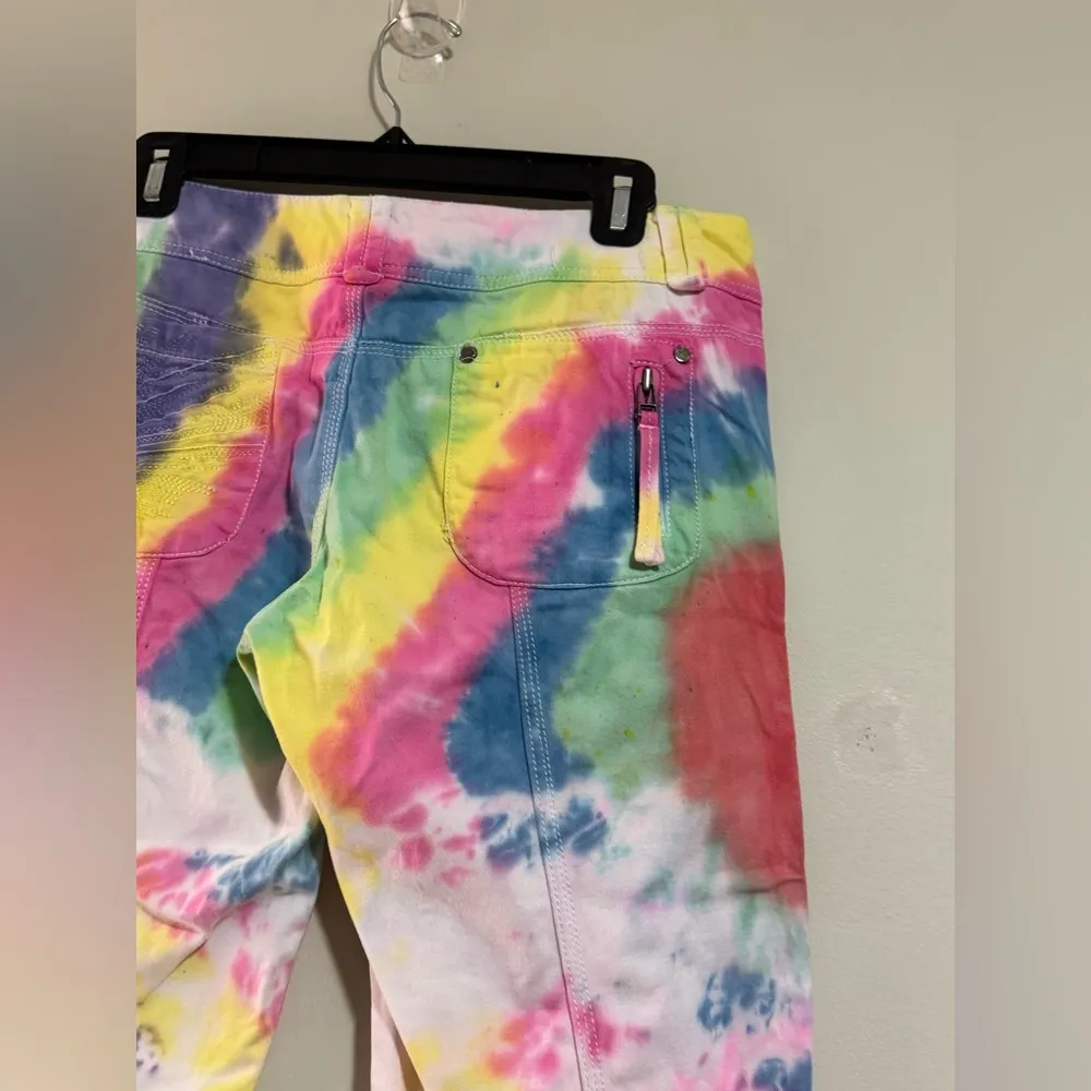 Handmade H&M Divided Tie Dye Cargo Capris size 10 Red - Image 8
