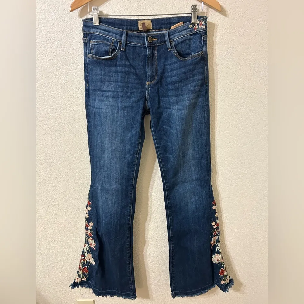 DRIFTWOOD Farrah Embroidered Floral Flare Denim Jeans - Size 28 - Image 2