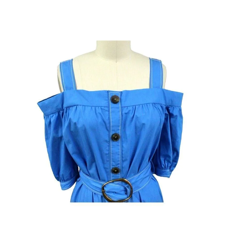 Derek Lam 10 Crosby Santorini Blue Dress Azure Size 10 NWT $495 Cold Shoulder - Image 5