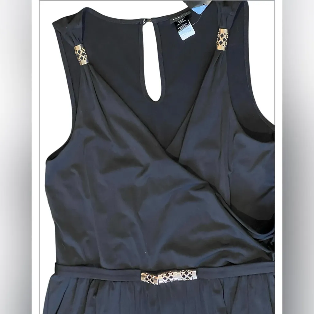 Women's Torrid 1 Black Sleeveless V Neck Gold Trim Classic Dressy Jumpsuit NWT‎ - Image 10