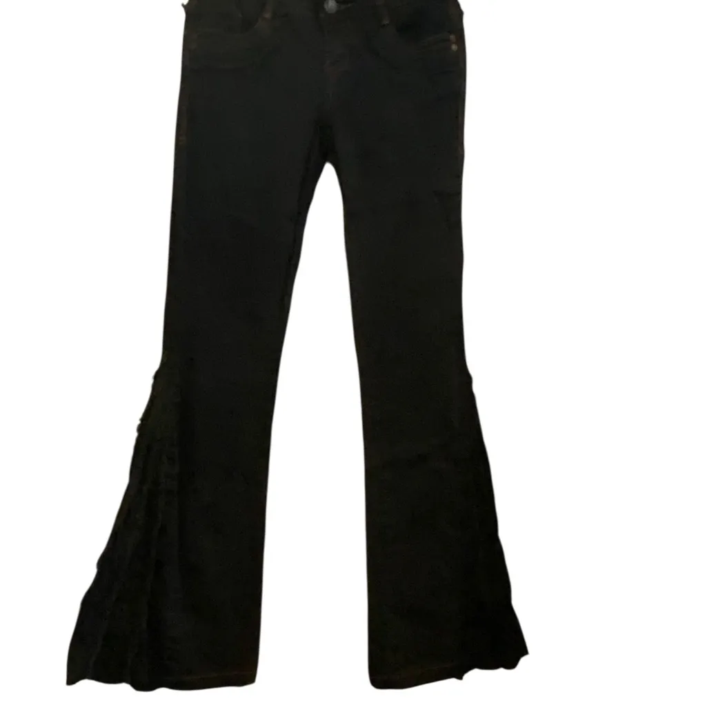 Vintage y2k Bebe Low Rise Flared Jeans embroidered pockets Boho Western Fall - Image 9