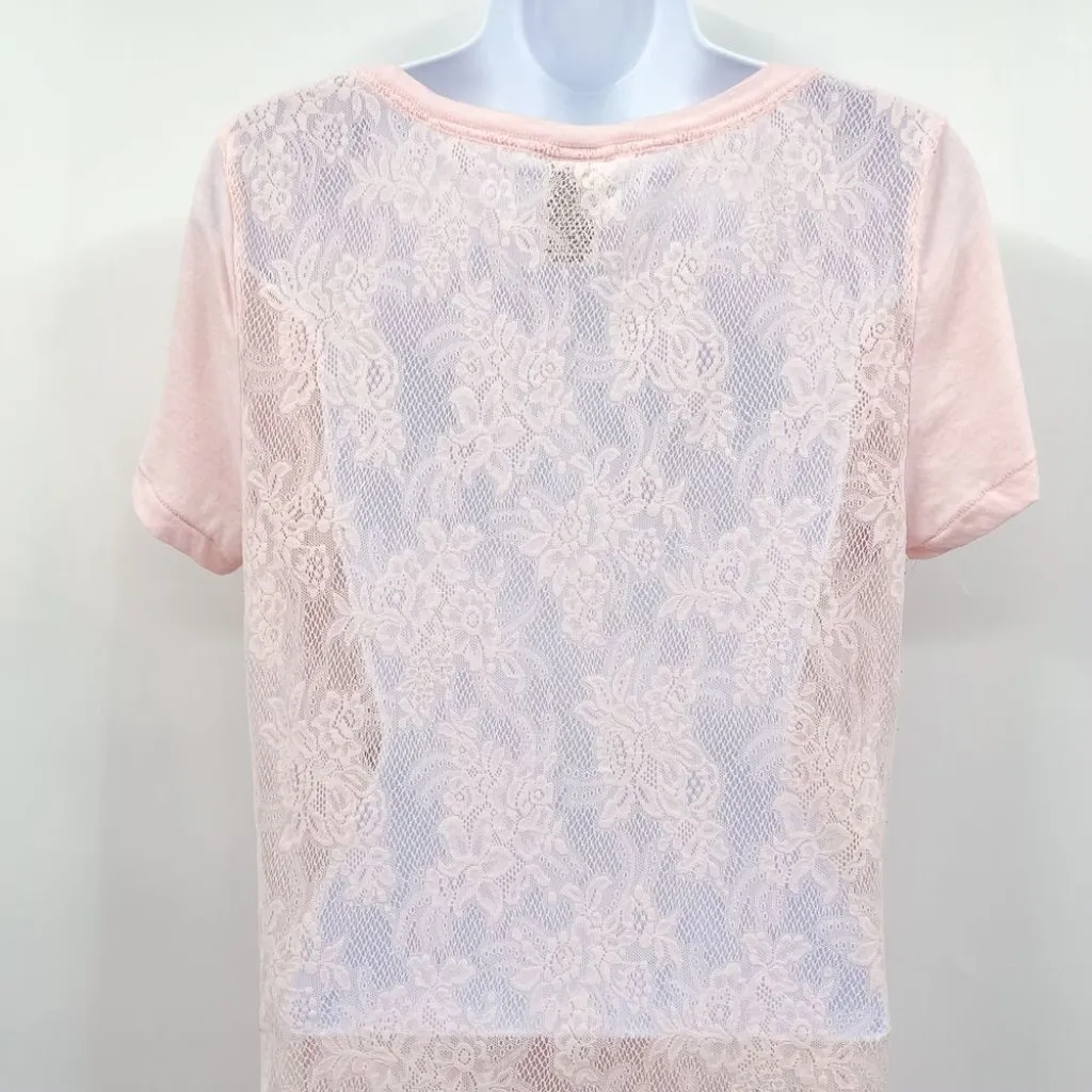 PINK Victoria’s Secret Logo Lace Back T-Shirt Top Shirt Y2K 2000s Vneck Medium - Image 5