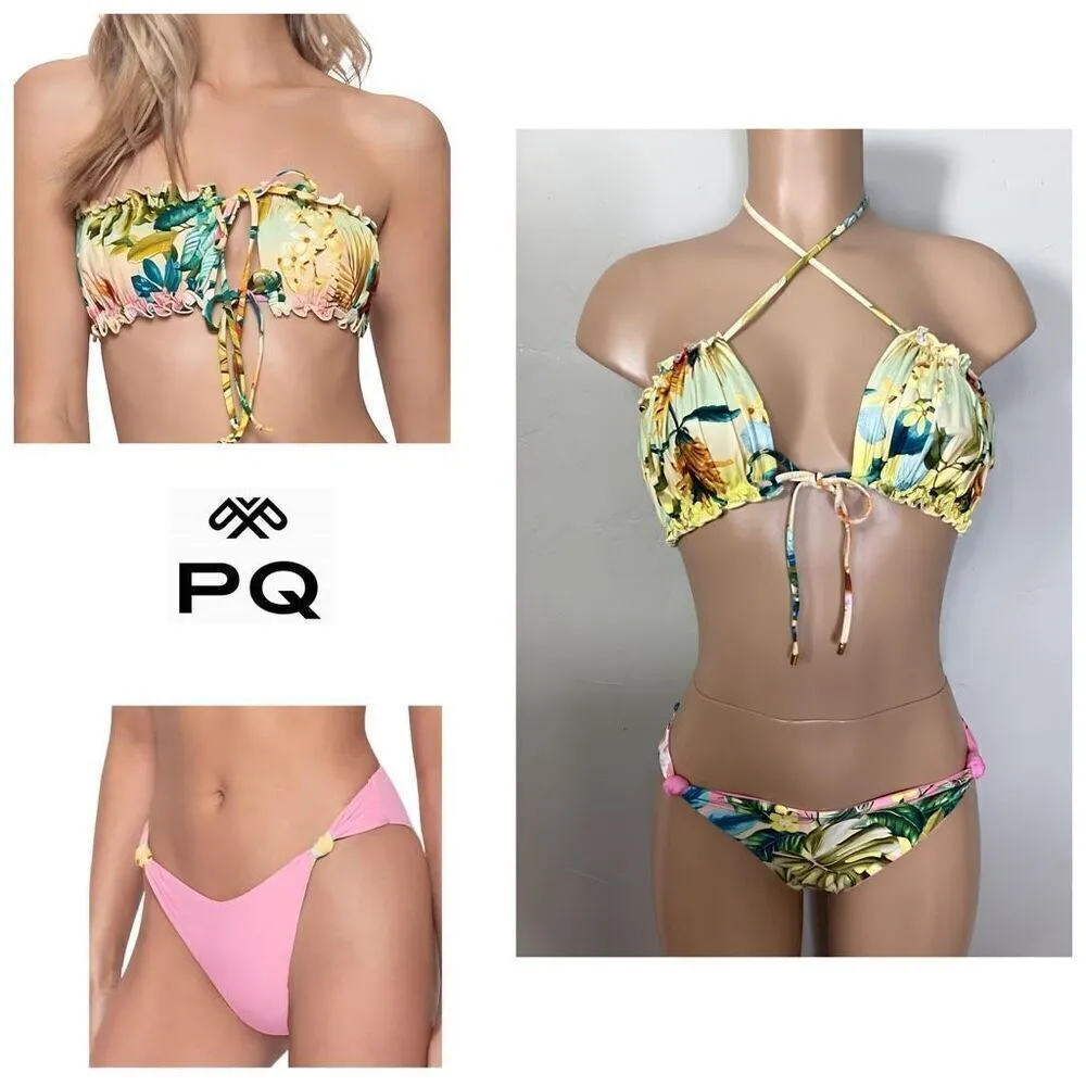 New. Pilyq/PQ oasis ruched reversible bikini. L-top/M-bottom. Retails $156 - Image 2