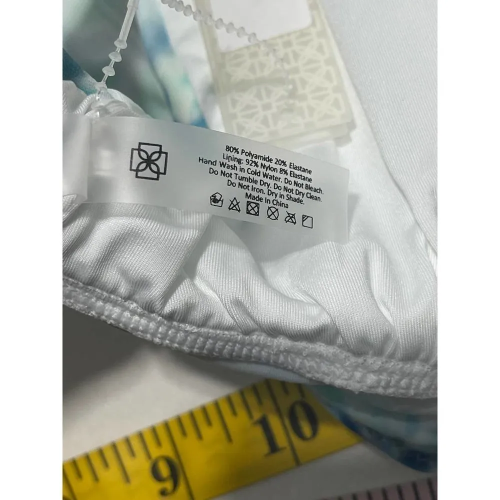 Devon Windsor Iryna One Shoulder Bathing‎ Suit Bikini Swim Top Blue White Medium White - Image 9