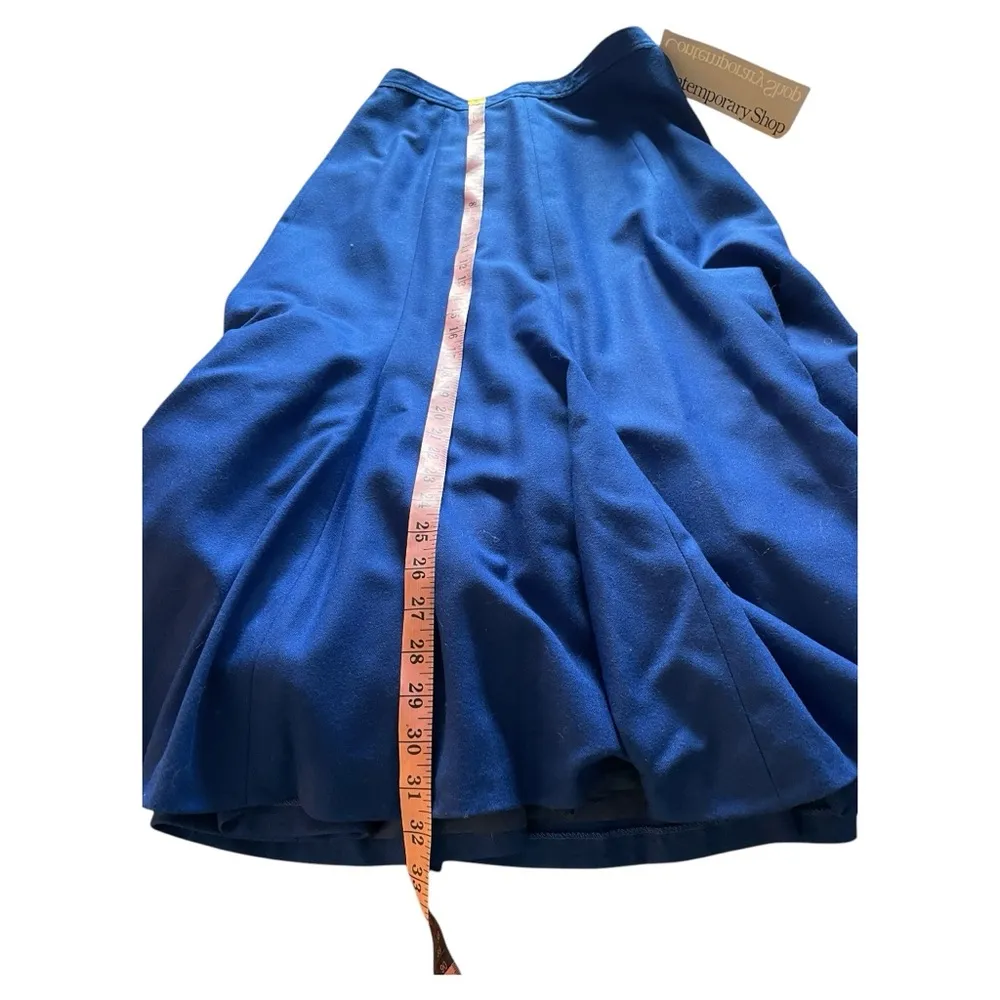 NWT 80s Vintage Royal Blue 100% Wool Giorgio Sant’Angelo Midi Trumpet Skirt 10 - Image 8