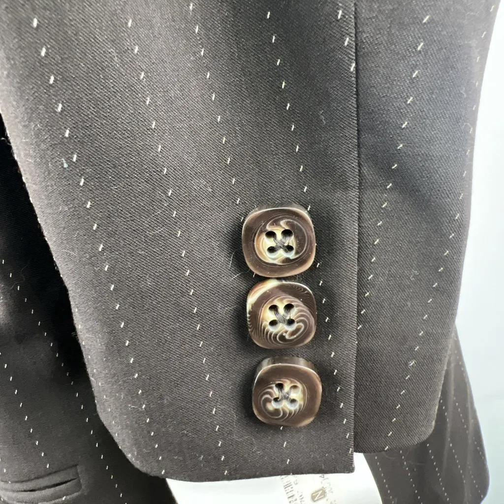 Dana Buchman Suit Set Wool 14P Brown Pin Stripe Blazer and Lined Pants Trousers - Image 15
