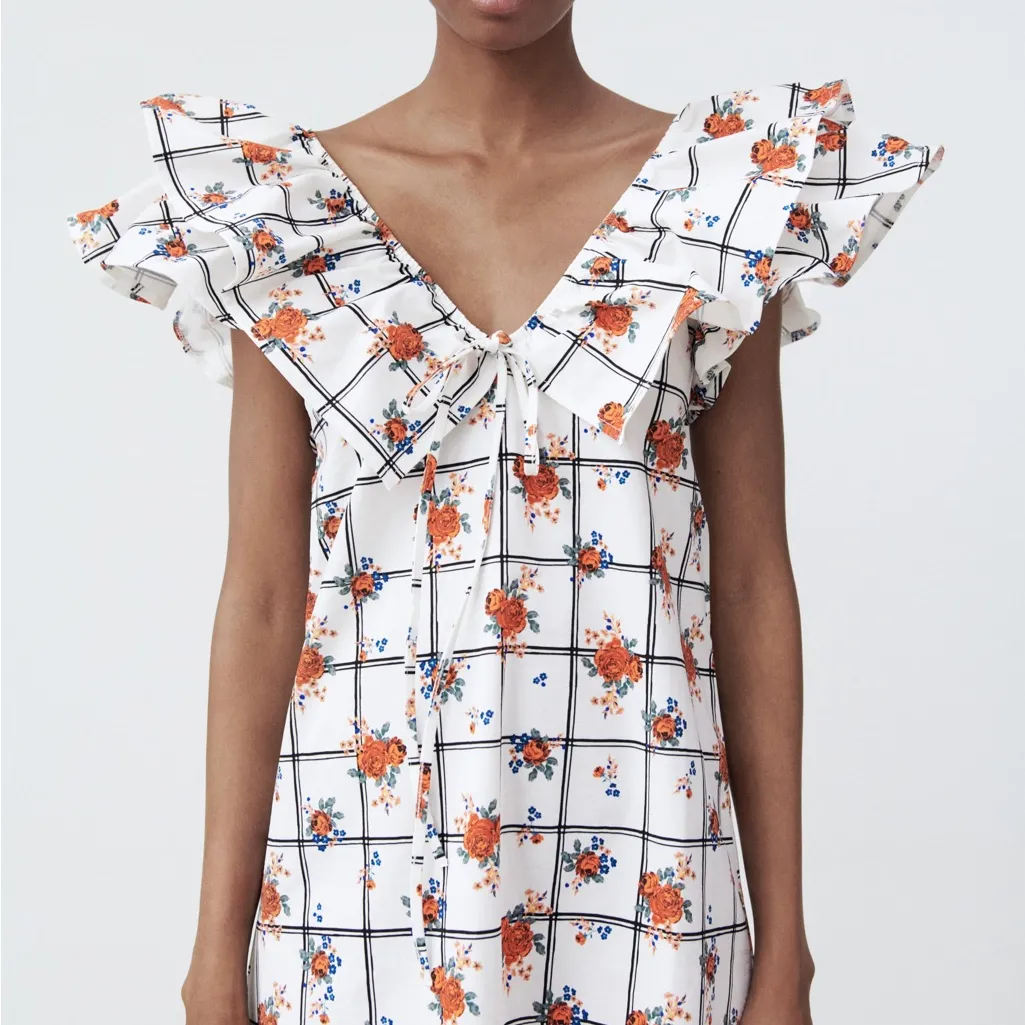 NWT ZARA Ruffle FLORAL PRINT Midi DRESS Special Edition Medium Bloggers Fave - Image 6