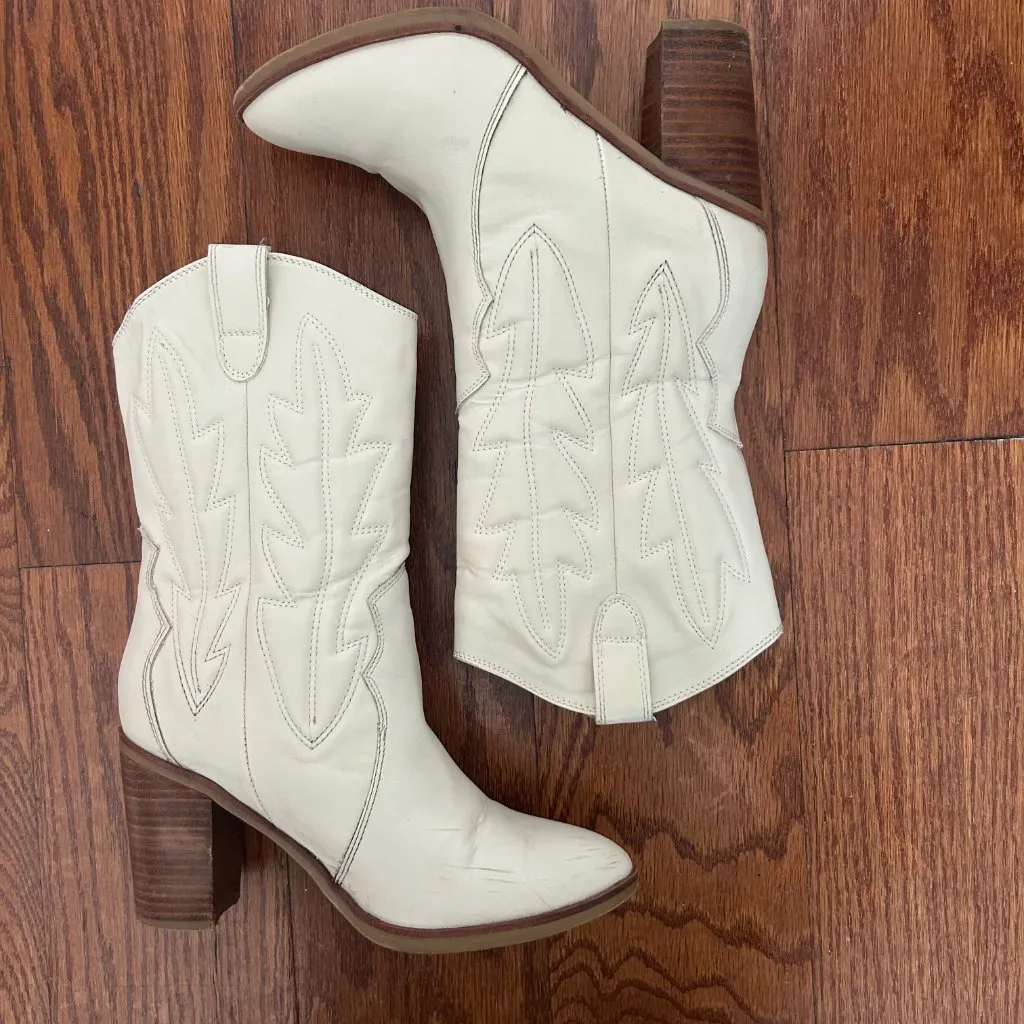 MIA Raylyn Western Boots Ivory Western Heeled Boot Size 7 Rodeo Pointed Toe - Image 7