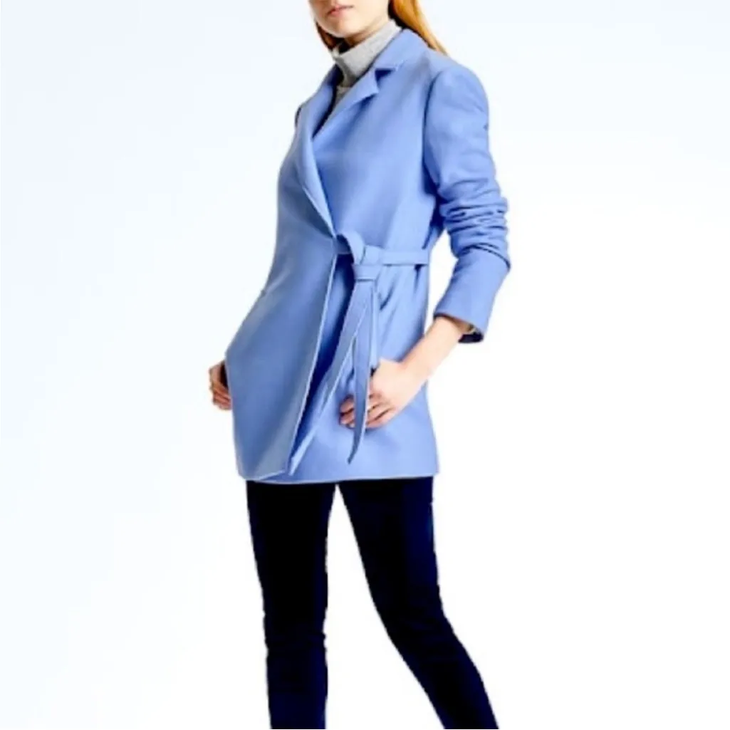 Banana Republic Mario Bullucci Sky Blue Italian Wool Melton Wrap
Tie Pea Coat - Image 5