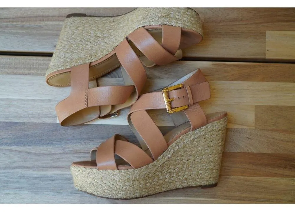 Michael Kors Celia Espadrille Wedge Buckle Platform Sandals Size 7 - Image 6