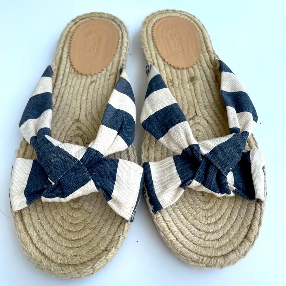 NEW J.Crew Striped Knotted Espadrilles Slides - Image 6