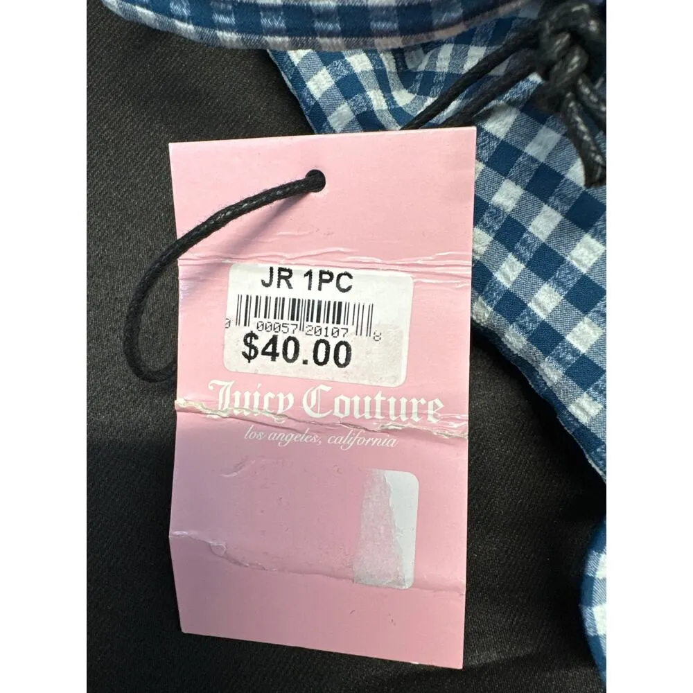 Juicy Couture Seersucker Lined Blue Gingham Zipper Front women sz L - Image 9