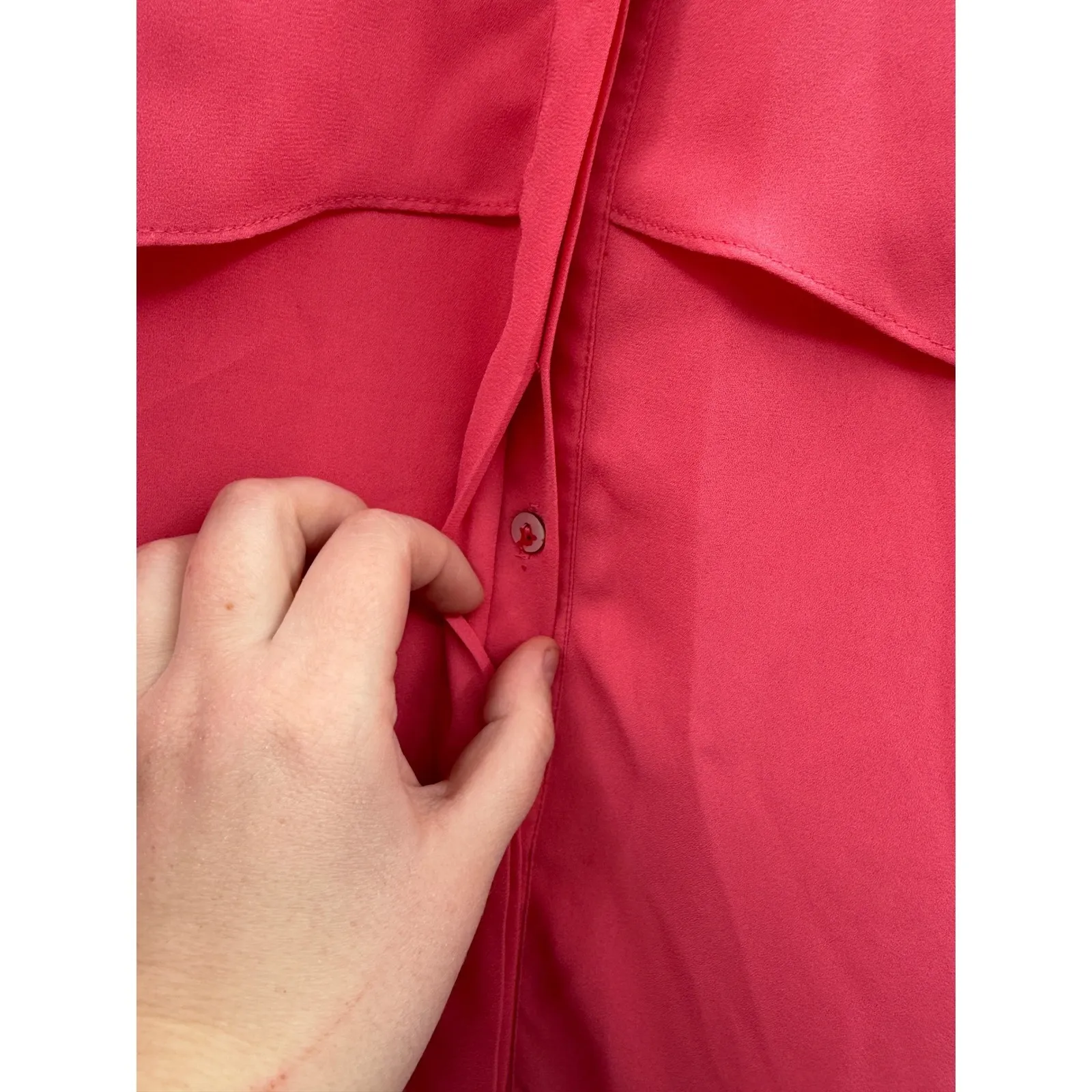 Joan Rivers  Button Front Blouse Size Large Pink Long Sleeve Workwear Top - Image 5