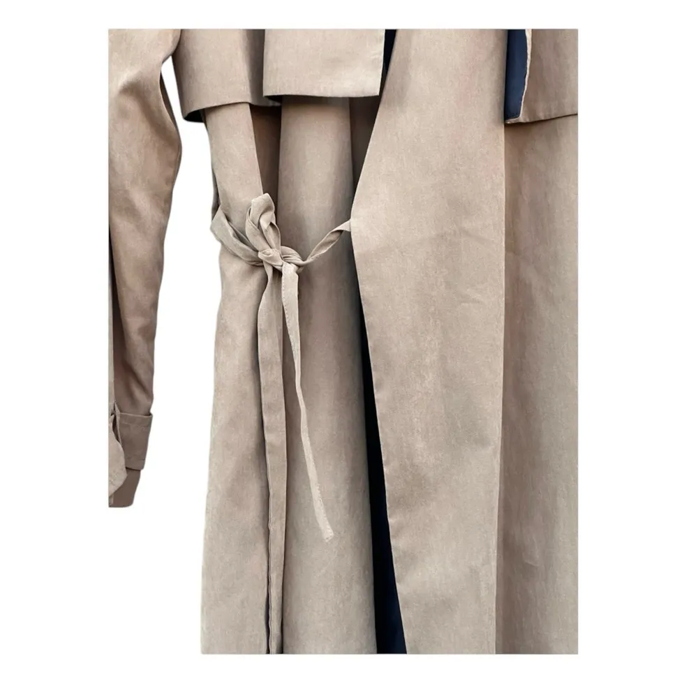 Neon Rose Camel Taupe Duster Trench Coat Belted Lightweight NWT Small - Image 5