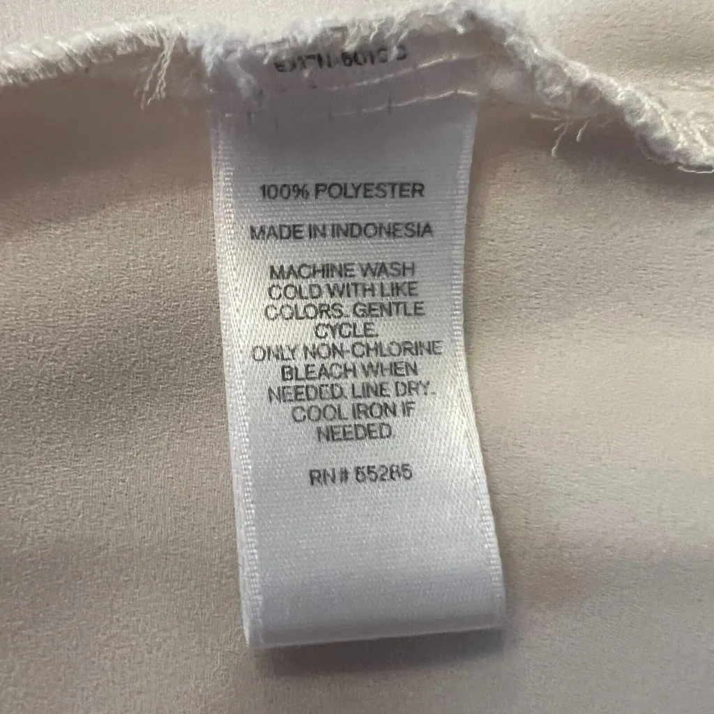 Express Portofino Shirt Womens Small‎ Beige Chiffon Long Sleeve Pockets Career - Image 7