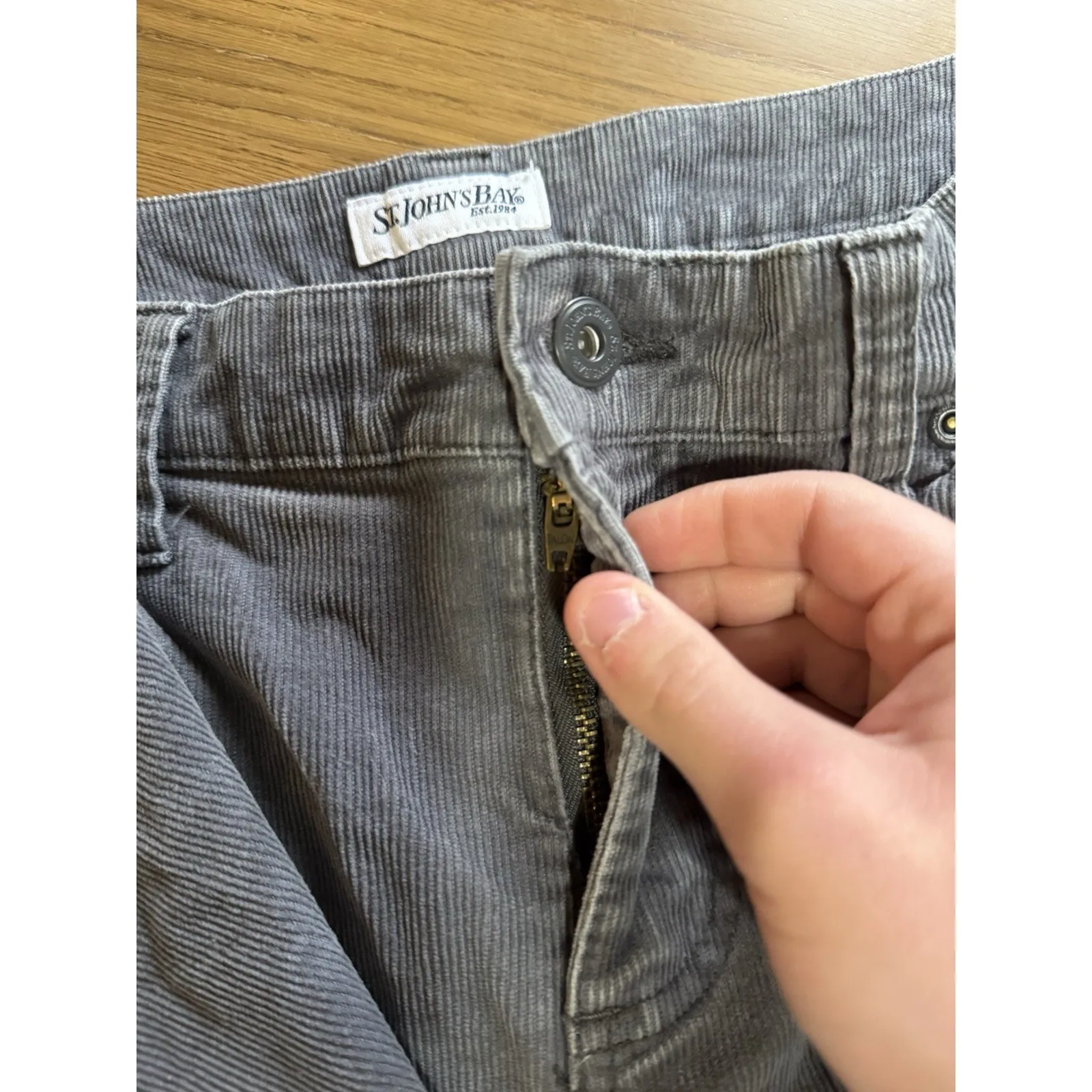 ST JOHNS BAY Womens Size 8p Petite Gray Straight Bootcut Corduroy Pants Casual - Image 8