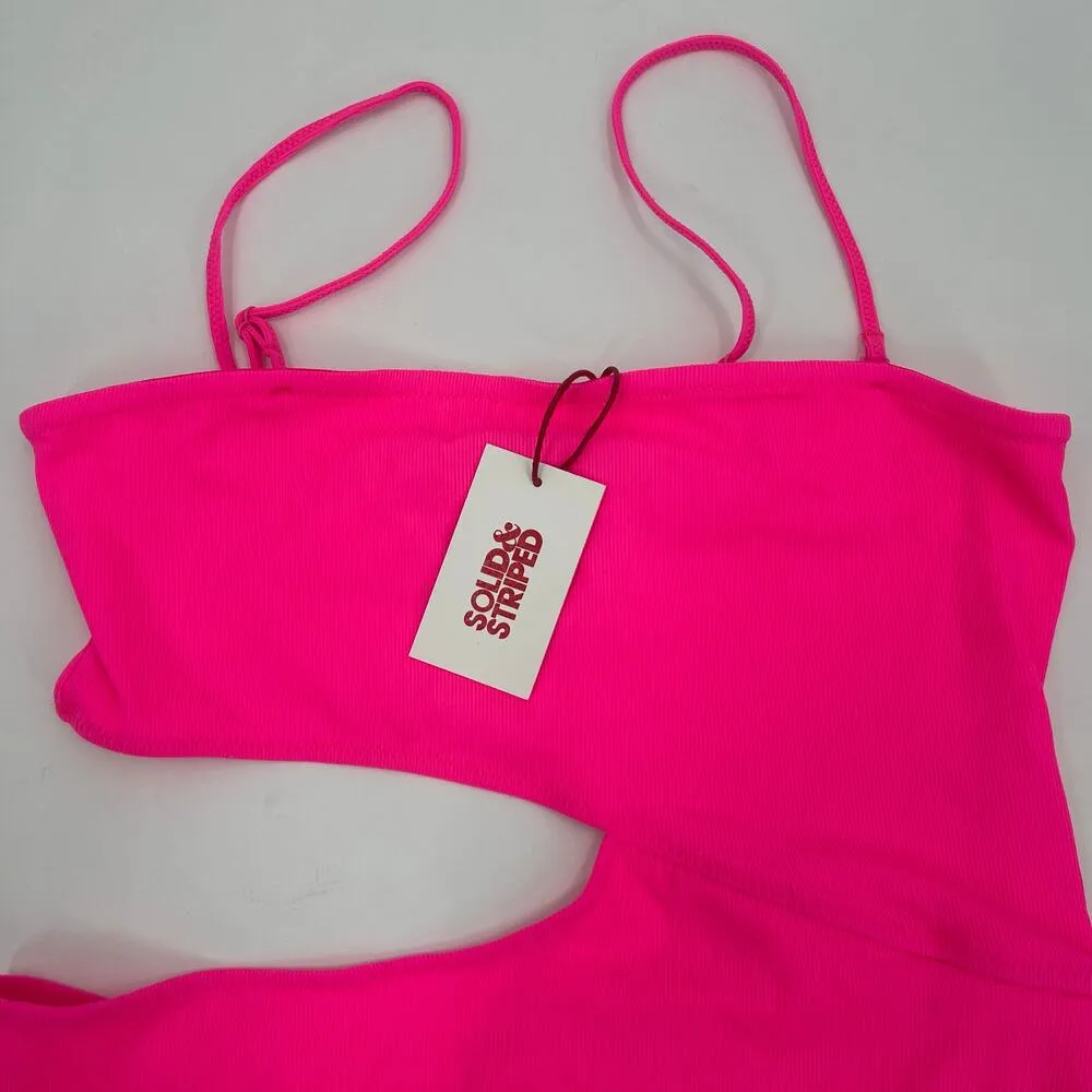 SOLID & STRIPED Swimsuit SZ Large Cameron Cutout One Piece NWT Crinkle Rib Pink - Image 8