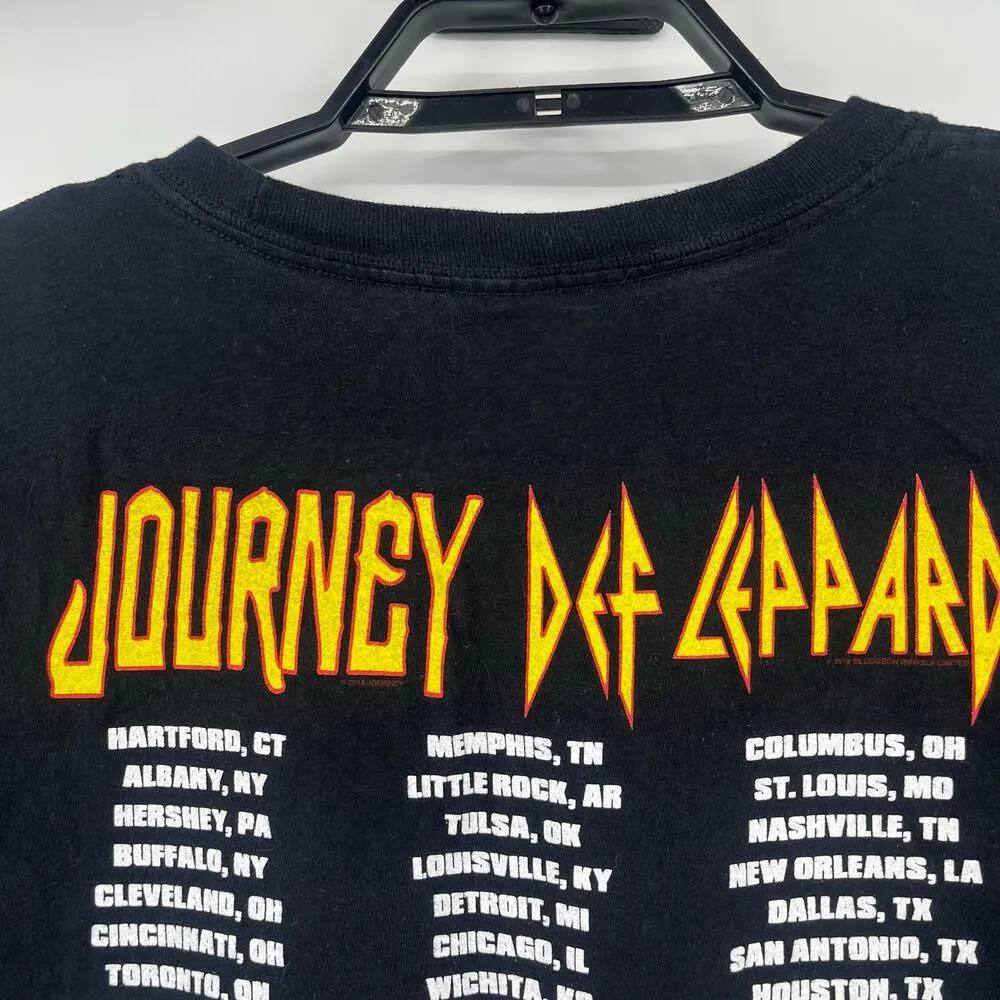 JOURNEY DEF LEPPPARD Band T-Shirt Sz Large Black Concert Tour Graphic Flag - Image 7