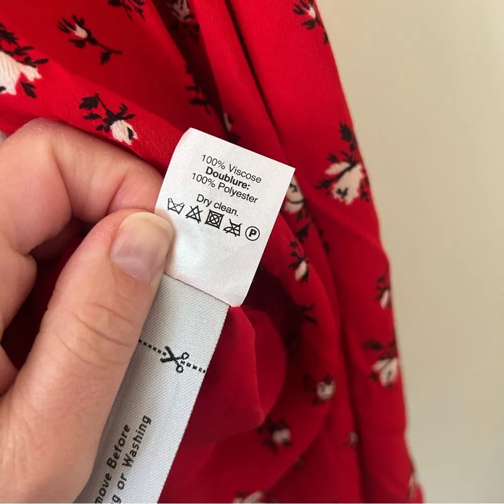 Madewell Magnolia Tie-Back Red Floral Dress Women's Size XS - Image 8