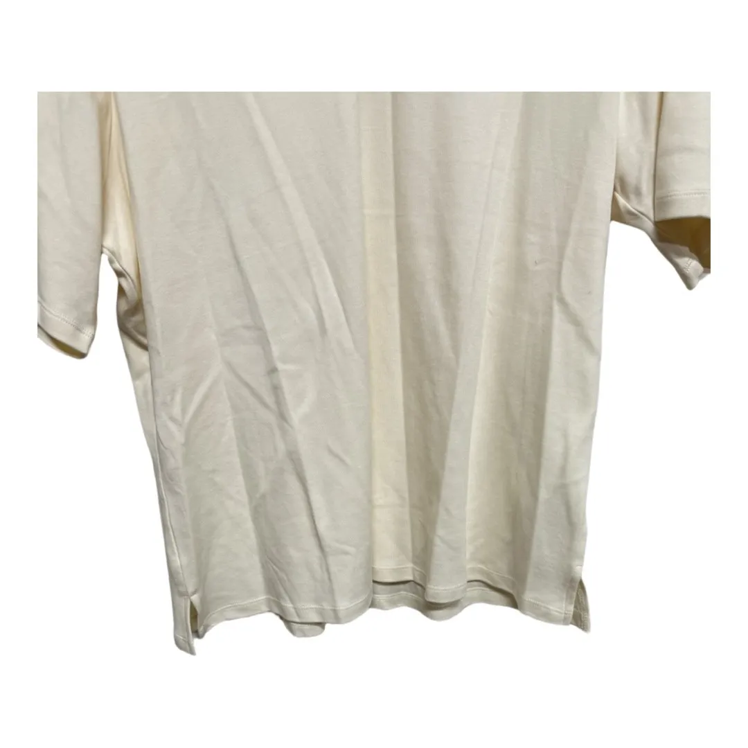 Isaac Mizrahi Live V Neck Shirt Cream Sz 1X Short Sleeve Women NWT - Image 3