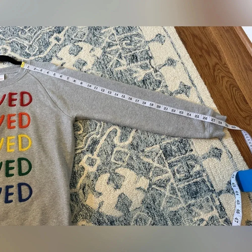 Hanna Andersson Adult Be Loved Sweatshirt in French Terry Size Small Gray - Image 8