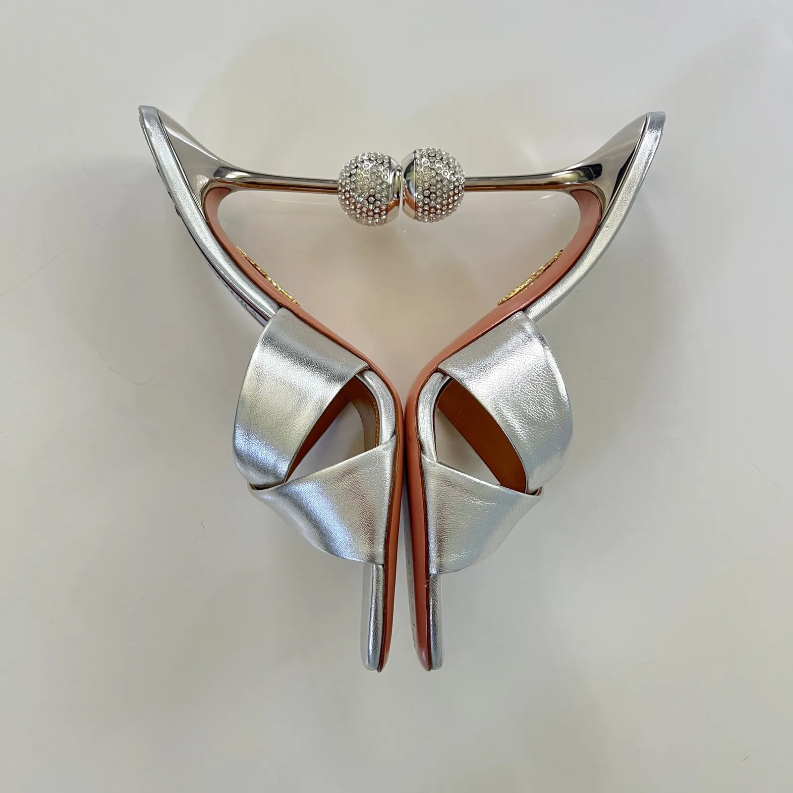 Aquazzura‎ 10th Anniversary Yes Darling 95 Mule in Silver Size 9.5 - Image 6