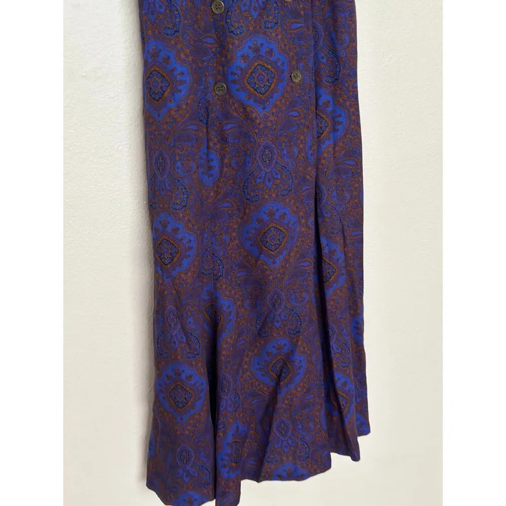 Vintage 4P 80s Paisley Purple Liz Claiborne Short Sleeve Midi Dress Boho Chic - Image 4