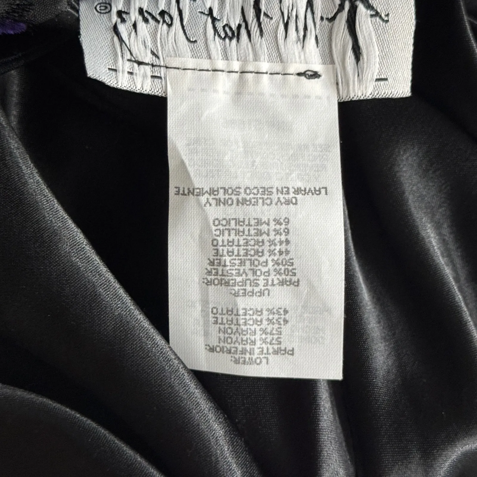 All That Jazz Prom Dress Black Purple Floral Lace Gothic Maxi Gown XS Vintage - Image 9