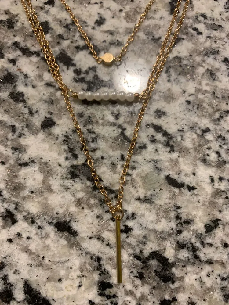 Layered Necklace Dipped In Gold ! So Pretty! - Image 3