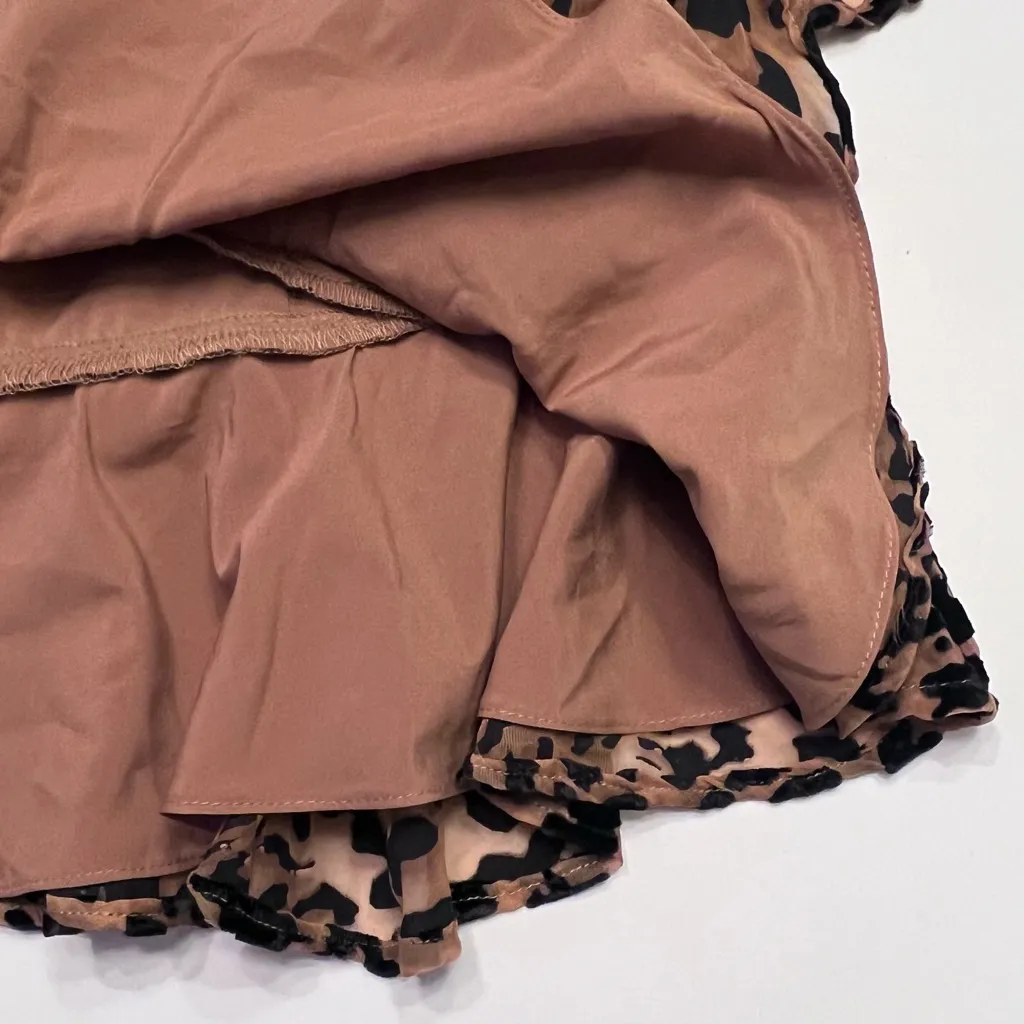 ASTR the Label Nikita Burnout Leopard Print‎ Long Sleeve Ruched Mini Dress Small - Image 15