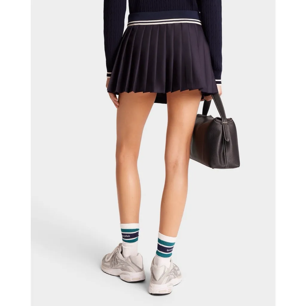 Sporty & Rich Abigail Wool Pleated Skirt Navy Size XL Old Money Prep Academia Blue - Image 3