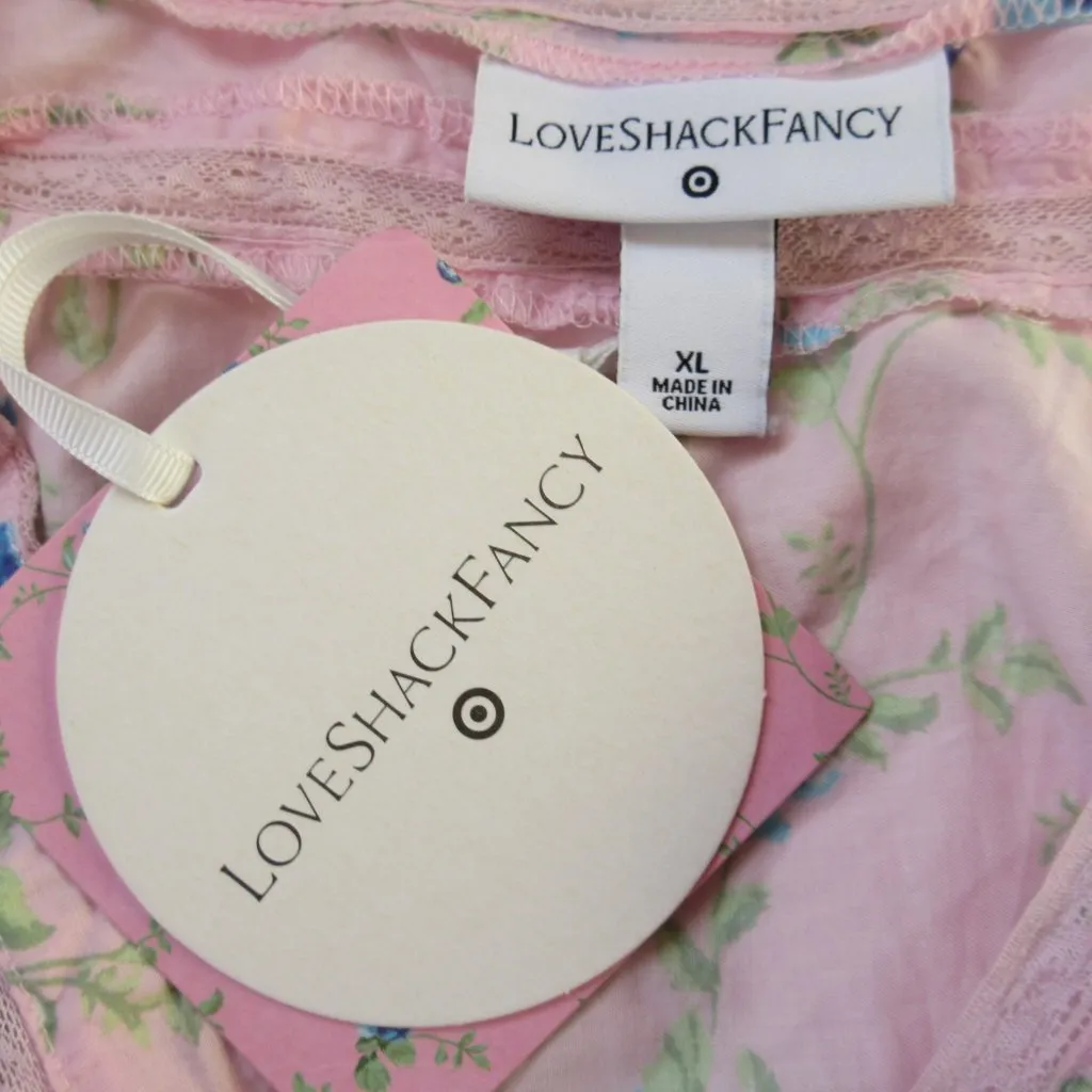 NWT LoveShackFancy x Target Esme in Pink Floral Ruffle Tiered Mini Dress XL - Image 5