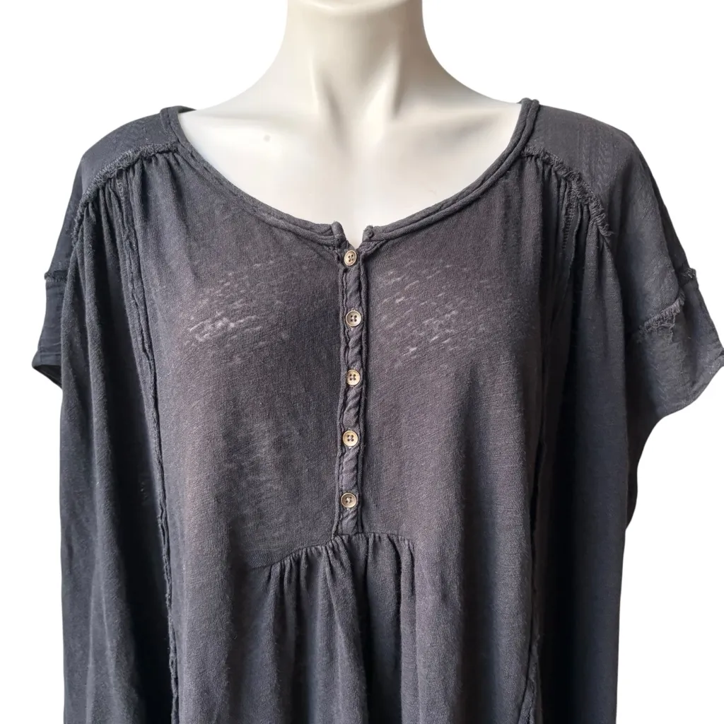 Free People Aster Henley Top in Black, Sz S - Image 10