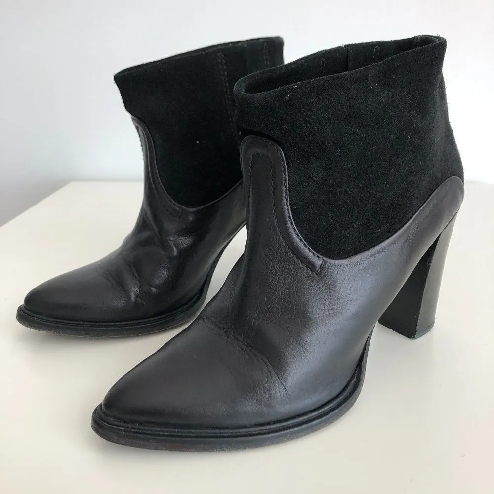 All Saints black leather and suede ankle booties 6 - Image 3
