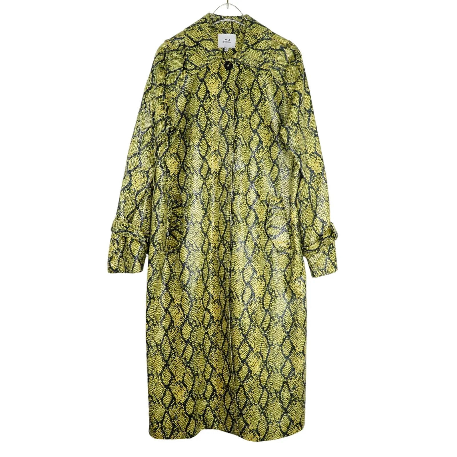 Revolve J.O.A. Green Snake Pattern Long Jacket Satin Lining Small - Image 3