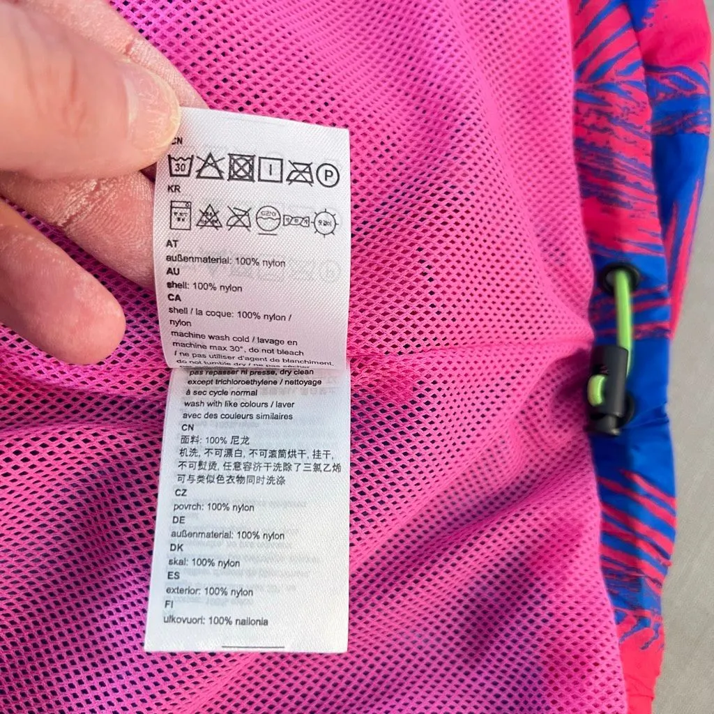 WeSC Blue Pink Hyper Bliss Hooded Windbreaker Jacket Size Mens Large Womens XL - Image 11