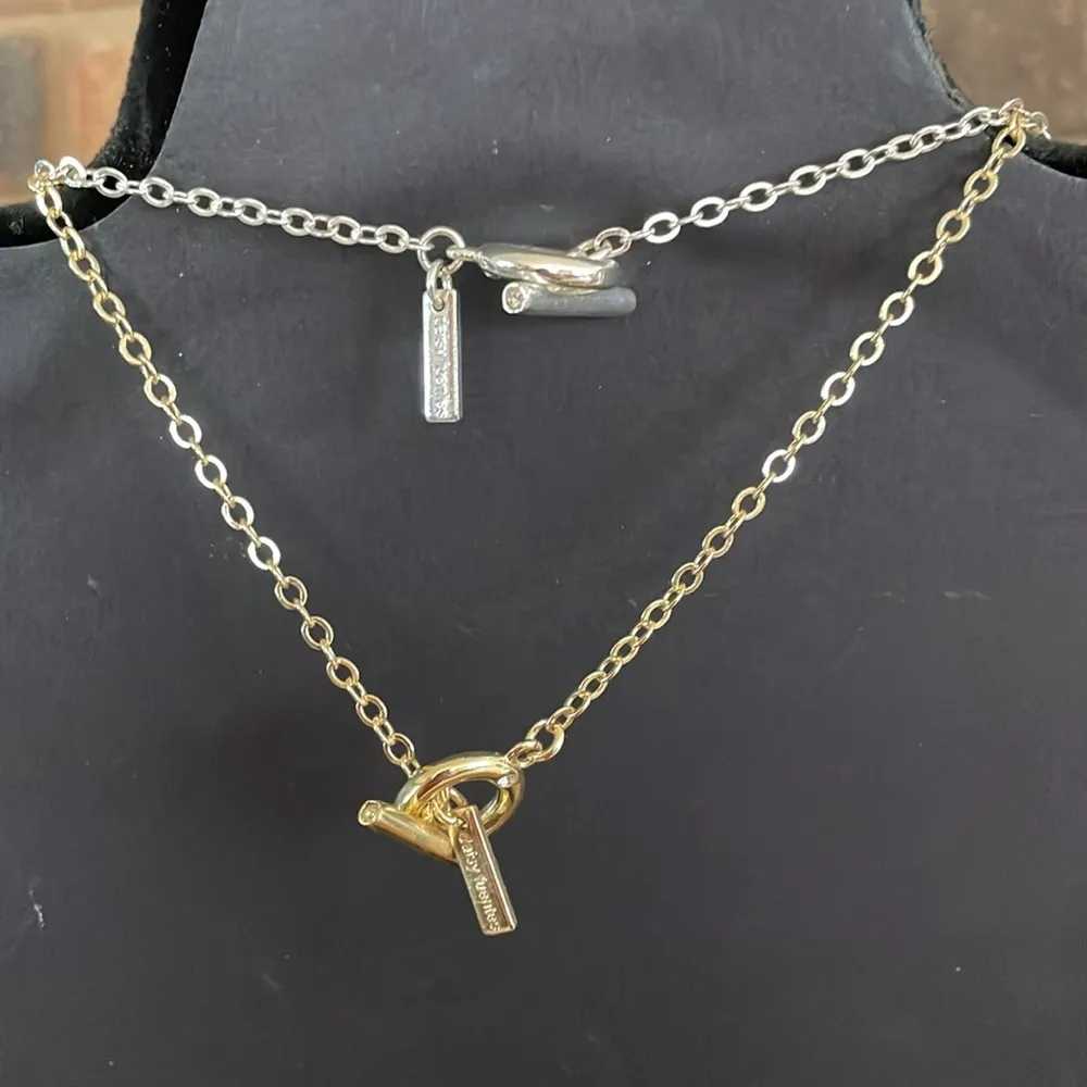 Daisy Fuentes 2 necklaces silver and gold tone with rhinestone accents - Image 4
