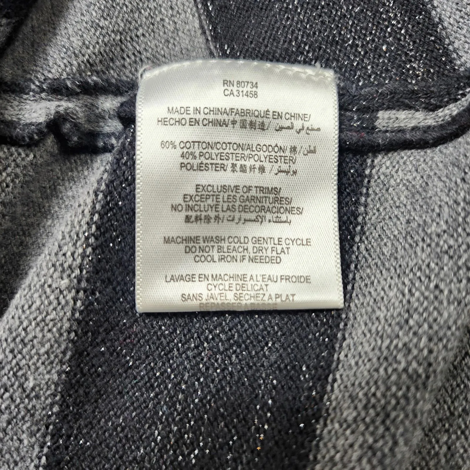 BCBGeneration Striped Long Cardigan Duster Sweater M Gray Black Open Front Knit - Image 5