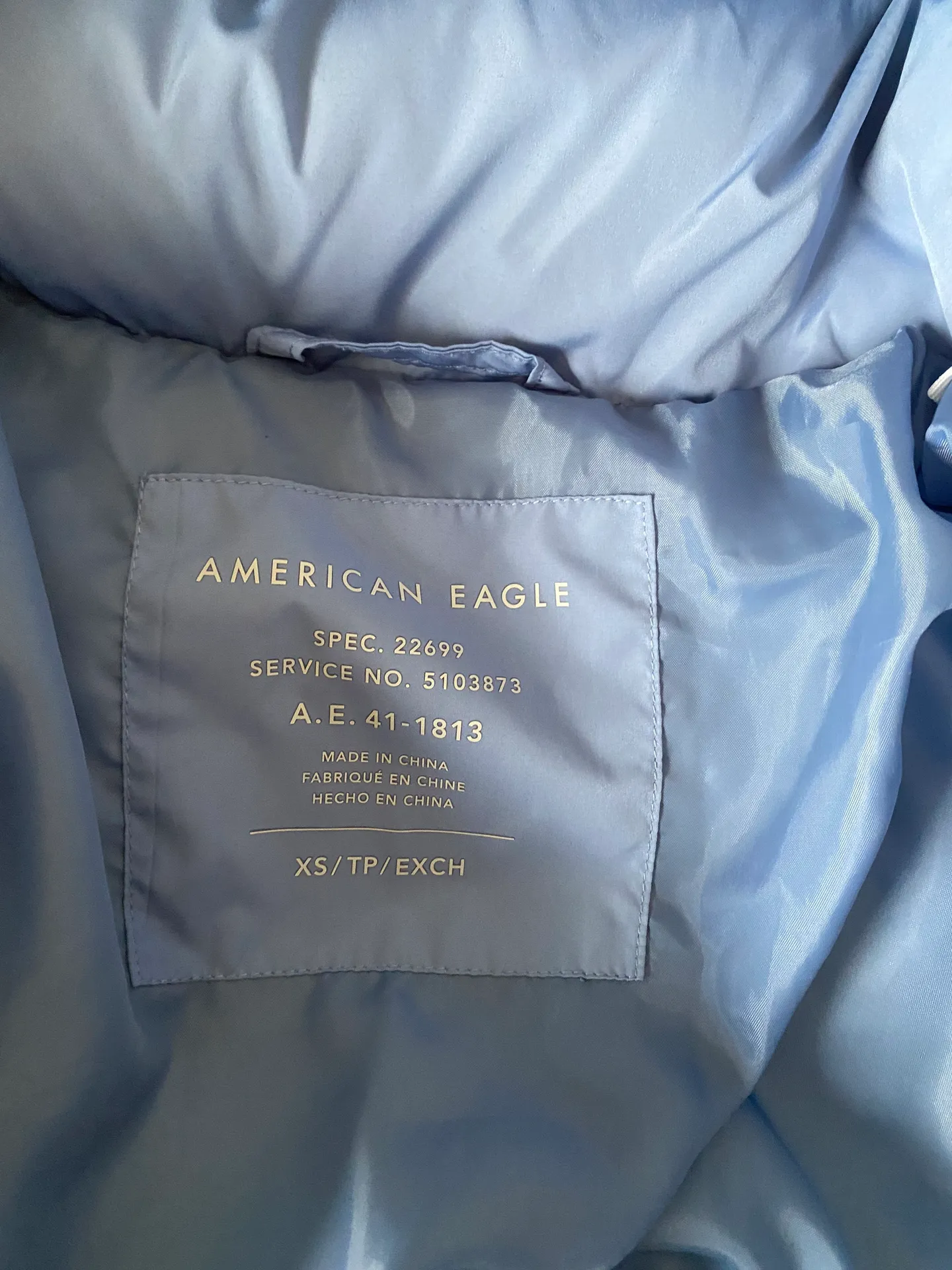 American Eagle Blue Cropped Puffer Jacket  - Image 5