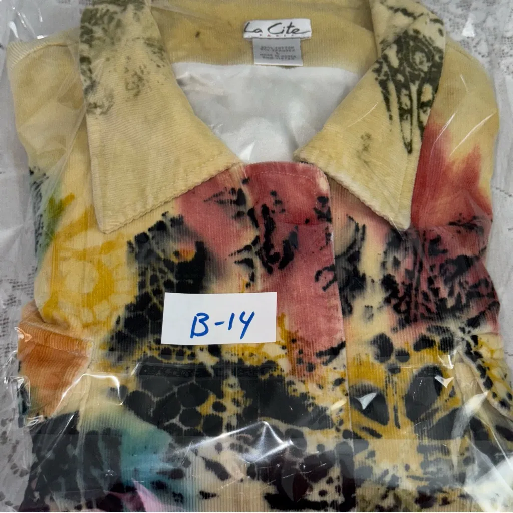 La Cite Paris Abstract Art Corduroy Women’s Jacket size L Y2K 90’s Vintage Red Size L - Image 11