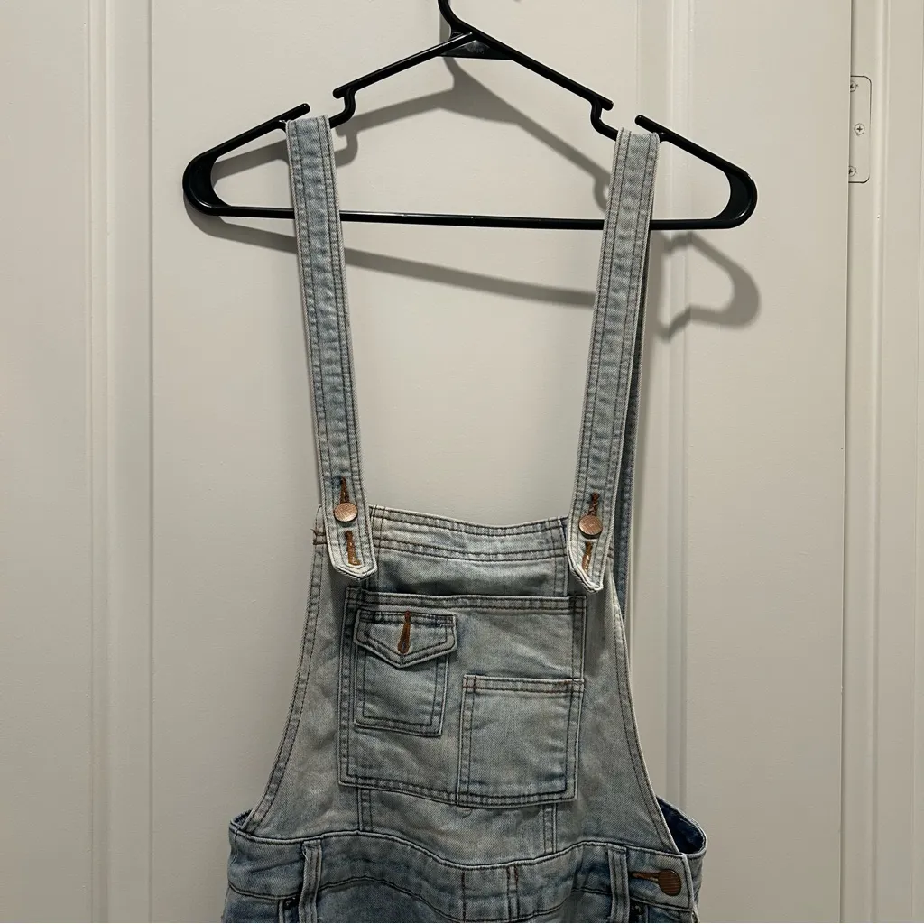 Free People Skinny Distressed Denim Overalls SIZE 25 - Image 5