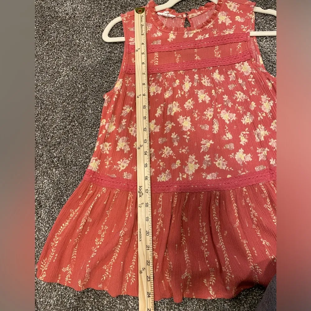 Maurice’s Coral Yellow and White Boho Ditsy Floral Peplum Babydoll Tank Top - Image 6