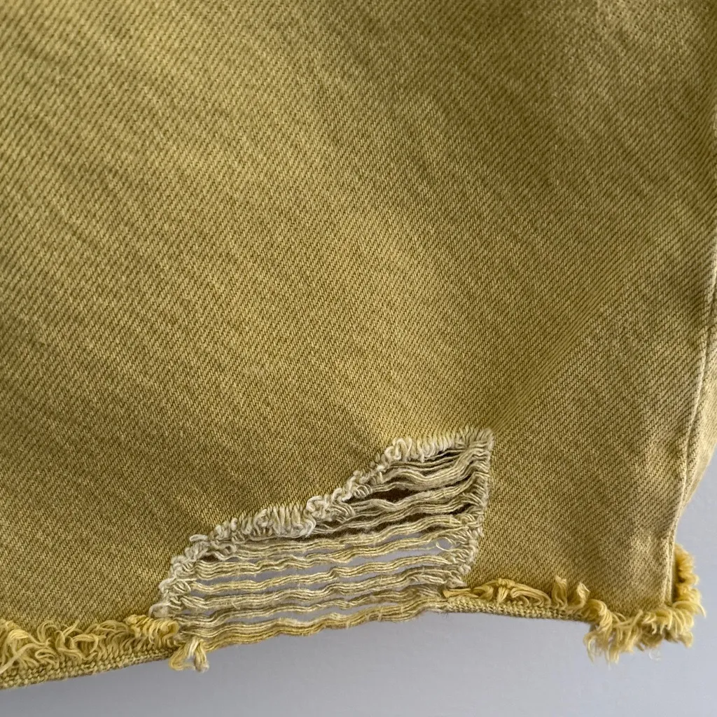 Jonathan Simkhai Distressed Yellow Jean Shorts Tan Size 30 - Image 5