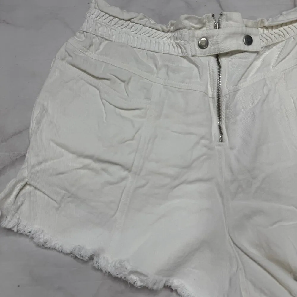 SEA New York White Cream Nyla Twill Shorts Size 16 Raw Hem Elastic Waist - Image 2