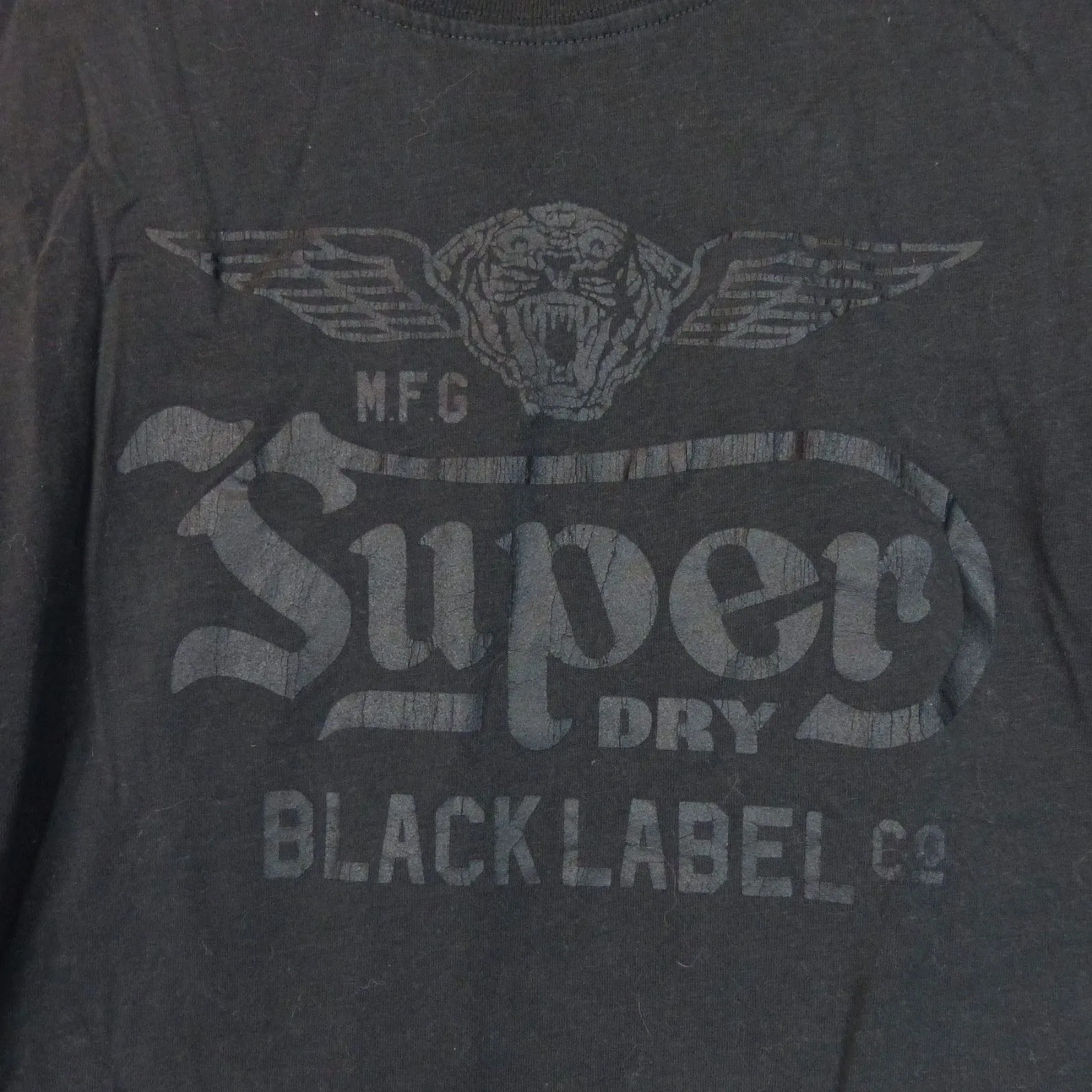 Superdry Black Label T-Shirt Women US 6 Black Out Graphic Logo Short Sleeve Moto - Image 7