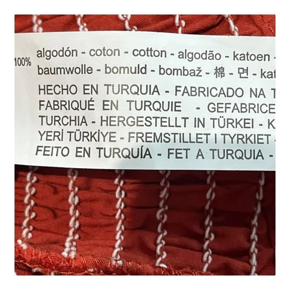 Zara Ruffle Poplin Blouse Smocked Cropped Top Rust Orange Women Size‎ Small NWT - Image 12