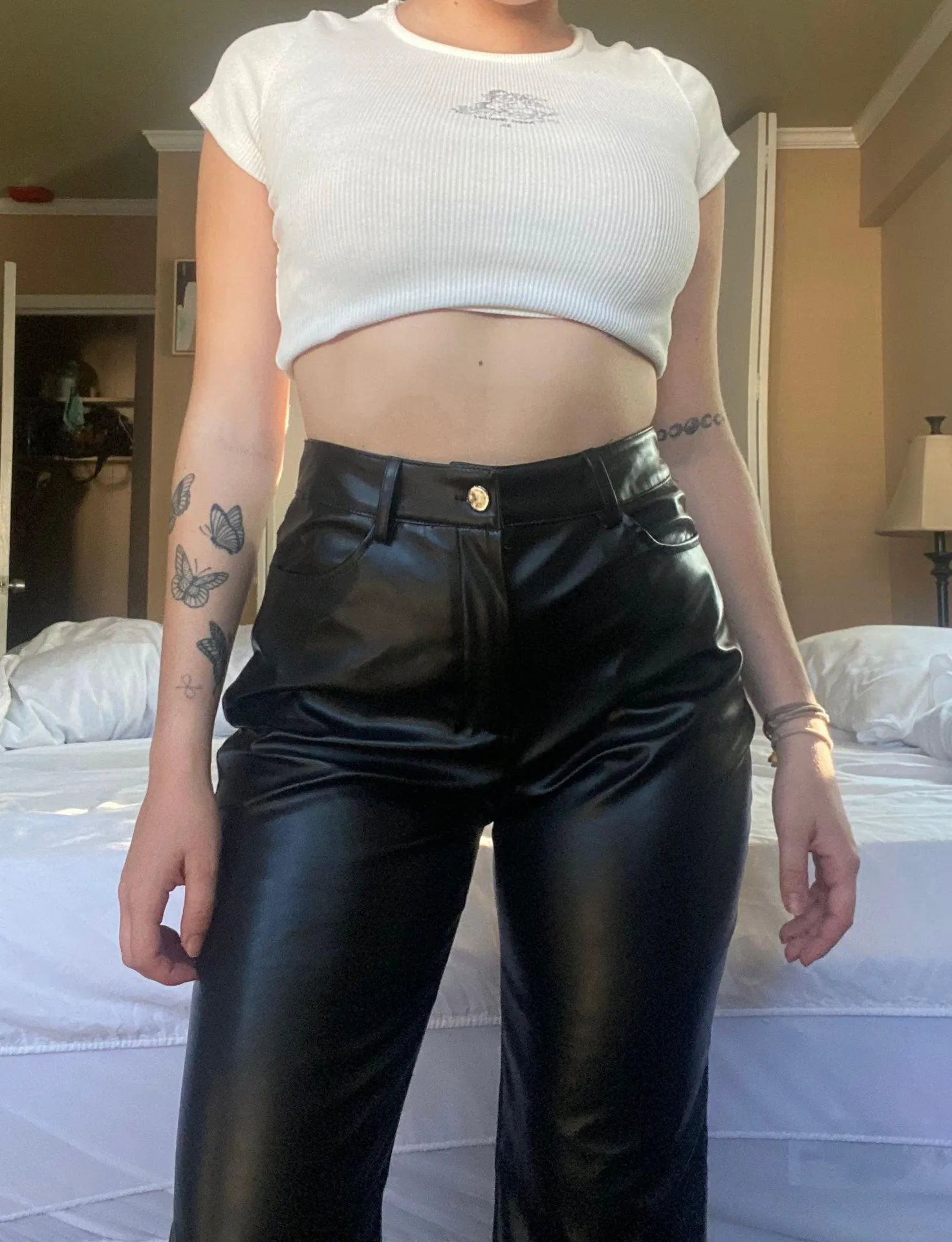 SheIn Black Leather Pants - Image 3